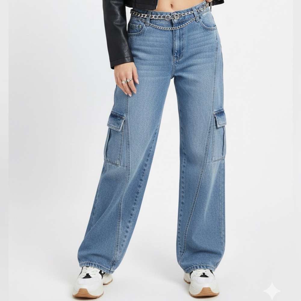 Women's Blue Cargo Jeans
